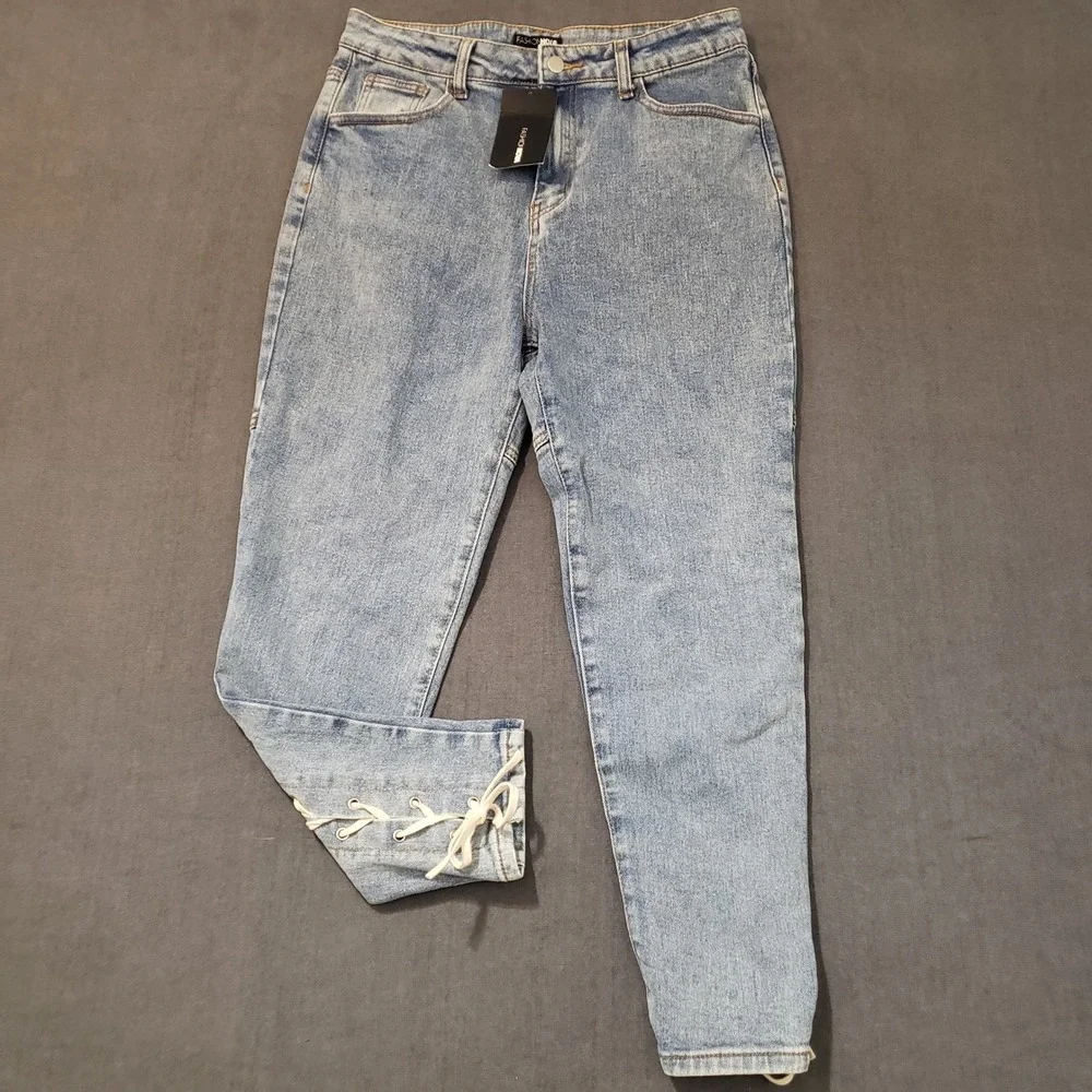 Fashion Nova Out To Play Lace Up‎ Skinny Jeans Womens 15 Blue N1516P High Rise